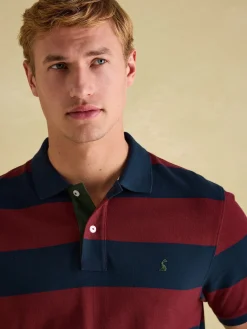 New Joules Filbert Striped Polo Shirt Burgundy