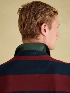 New Joules Filbert Striped Polo Shirt Burgundy