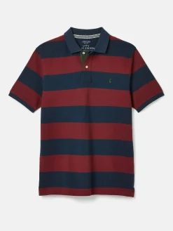 New Joules Filbert Striped Polo Shirt Burgundy
