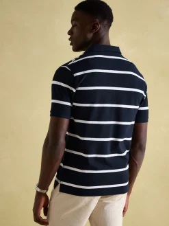 Discount Joules Filbert Navy & White Striped Polo Shirt Navy&White