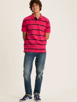 Sale Joules Filbert Pink & Navy Striped Polo Shirt Pink&Navy
