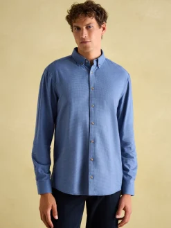 Clearance Joules Fletcher Houndstooth Classic Shirt Navy