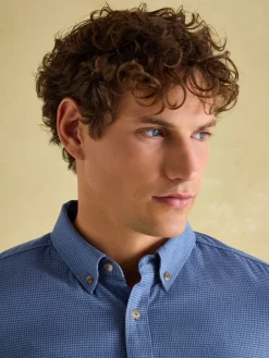 Clearance Joules Fletcher Houndstooth Classic Shirt Navy