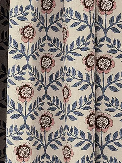 Online Joules Floral Foulard Set of 2 Blue & Cream Blackout Pencil Pleat Curtains Blue&Cream