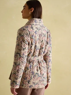 Outlet Joules Floral Paisley Cotton Quilted Jacket With Belt FloralPaisley