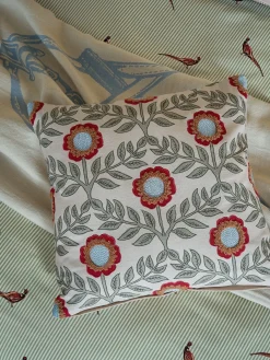 Sale Joules Floral Trellis 100% Cotton Cushion Green