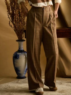 Discount Joules Foxley Wide Leg Tweed Trousers Check