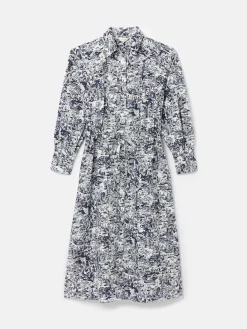 Clearance Joules Francesca Tie Waist Shirt Dress Blue/White
