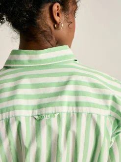 New Joules Francesca Green & White Tie Waist Shirt Dress Green&White