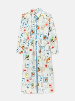 Joules Francesca Tie Waist Shirt Dress White