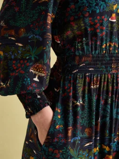 Online Joules Georgina Elasticated Waist Maxi Dress Navy