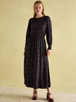Joules Georgina Navy Multi Elasticated Waist Maxi Dress NavyMulti