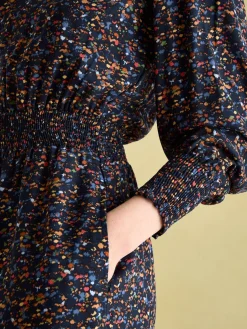 Joules Georgina Navy Multi Elasticated Waist Maxi Dress NavyMulti