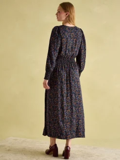 Joules Georgina Navy Multi Elasticated Waist Maxi Dress NavyMulti