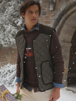 Clearance Joules Gibson Quilted Lightweight Gilet Green