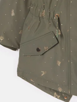 Clearance Joules Girls' Alix Khaki Green Printed Waterproof Parka Coat KhakiGreen