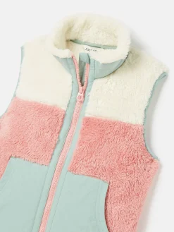 Online Joules Girls' Always Cosy Fleece Gilet Colourblock