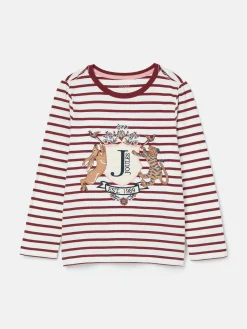 Best Joules Girls' Ava Berry Red Stripe Artwork T-Shirt BerryRedStripe