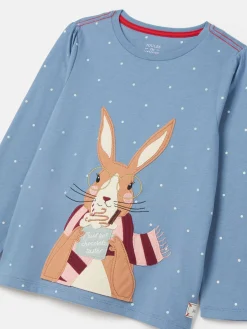 Hot Joules Girls' Ava Artwork T-Shirt Blue