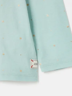 Online Joules Girls' Ava Green Metallic Star Print Artwork T-Shirt GreenMetallicStarPrint