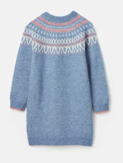 Discount Joules Girls' Charlotte Blue & Pink Fair Isle Jumper Dress Blue&Pink