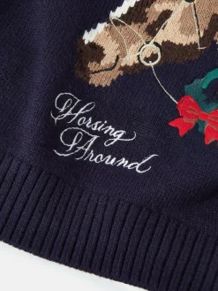 Joules Girls' Cracking Navy Blue Intarsia Artwork Jumper NavyBlue