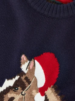 Joules Girls' Cracking Navy Blue Intarsia Artwork Jumper NavyBlue