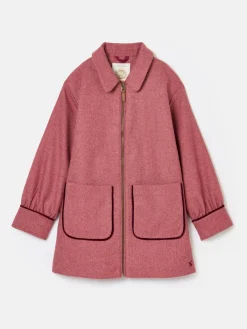 Outlet Joules Girls' Dorothea Herringbone Tweed Coat Pink