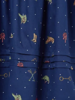 Outlet Joules Girls' Ella Navy Print Bow Collar Dress NavyPrint