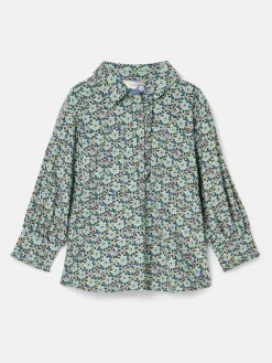 Online Joules Girls' Liliana Blue Ditsy Pop Over Blouse BlueDitsy