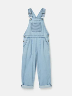 Outlet Joules Girls' Madeline Chambray Hotch Potch Dungarees Blue