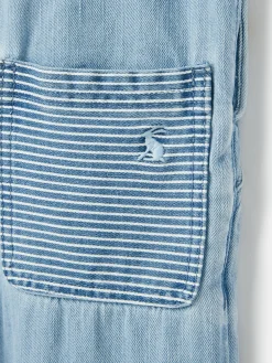 Outlet Joules Girls' Madeline Chambray Hotch Potch Dungarees Blue