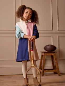 New Joules Girls' Maisie Colour Block Rugby Dress Multi