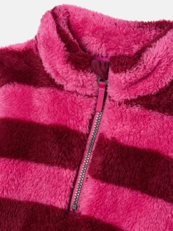 Best Joules Girls' Merridie Pink Stripe Half Zip Borg Fleece PinkStripe