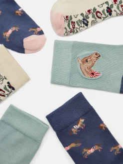 Discount Joules Girls' Neat Feet 3 Pack Socks Blue