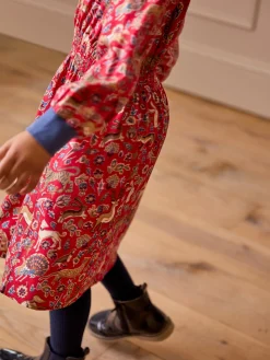 New Joules Girls' Odelia Red Animals Printed Dress RedAnimals