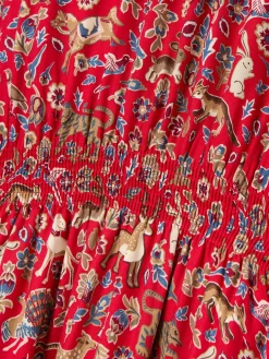 New Joules Girls' Odelia Red Animals Printed Dress RedAnimals