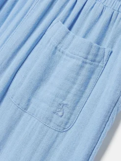 Joules Girls' Playtime Textured Woven Trousers Blue