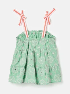 Clearance Joules Girls' Playtime Tiered Woven Top Green