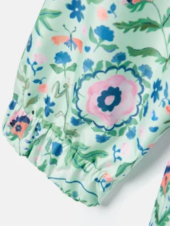 Discount Joules Girls' Rainford Green Floral Waterproof Packable Raincoat With Hood GreenFloral