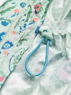 Discount Joules Girls' Rainford Green Floral Waterproof Packable Raincoat With Hood GreenFloral