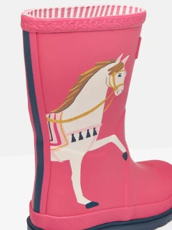 Joules Girls' Splashwell Pink Horse Wellies PinkHorse