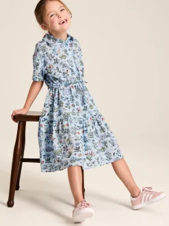 Sale Joules Girls' Summer Textured Shirt Dress Blue