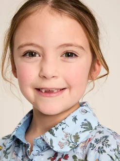 Sale Joules Girls' Summer Textured Shirt Dress Blue