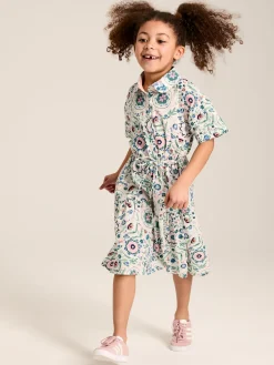 Sale Joules Girls' Summer Pink / Green Textured Shirt Dress