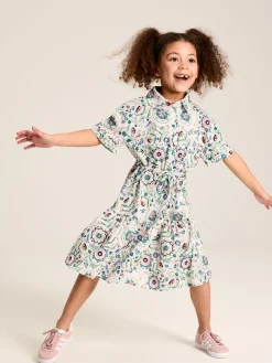 Sale Joules Girls' Summer Pink / Green Textured Shirt Dress