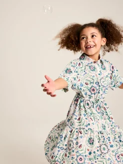 Sale Joules Girls' Summer Pink / Green Textured Shirt Dress