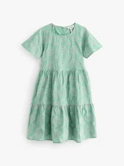 Clearance Joules Girls' Sunshine Tiered Woven Dress Green