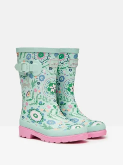 Hot Joules Girls' Teal Blue Printed Wellies TealBlue