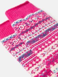 Online Joules Girls' Wader Fair Isle Welly Socks Pink